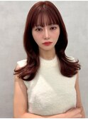 イメチェン/似合わせカット/フルバング/レッドブラウン/中野