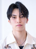 ハバナ 渋谷(HAVANA) メンズ波巻きセンターパート韓国風黒髪ツーブロックマッシュ