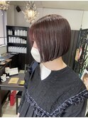 切りっぱなしボブ/エアリーロング/美髪/ピンクブラウン/岡崎