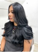 【ブルーブラック】ブリーチなしくびレイヤーブルージュ暗髪