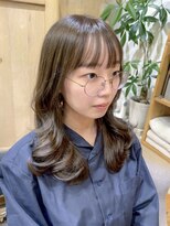 透け感たっぷり！オリーブベージュ♪ ブリーチなしカラー