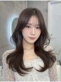 顔まわりレイヤー　レイヤー　透明感カラー　ブリーチなしカラー