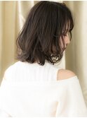 黒髪クラゲヘア小顔ハッシュカットゆるふわボブパーマ30代40代W