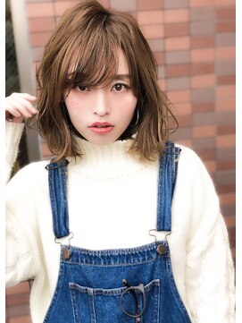 アグ ヘアー ルモア 鹿児島鹿屋店(Agu hair lmore) 《Agu hair》小顔かわいいシースルーバングゆるふわミディ