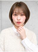 大人かわいい小顔フリンジウェーブココアブラウンショート