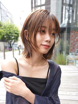 ニコ トウキョウ 渋谷(nico TOKYO) ミディアムレイヤーボブ顔まわりレイヤー透明感ベージュ