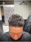 ビジネスフェード　ツーブロックワイルドパーマ オールバック