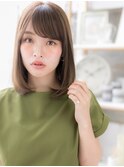 斜めバングブラウンベージュエアストレートh4上尾20代30代40代