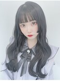 ブルーブラック シースルーぱっつん黒髪姫カット *Lilme*