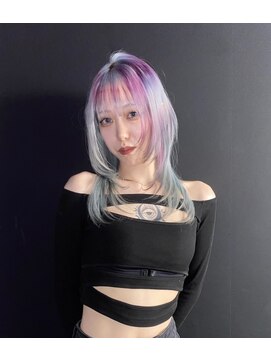 エゴ 池袋(EGO) ロングウルフ デザインカラー ウルフカッレイヤーカット