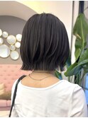 @morii_sandボブウルフ/黒髪/ネビージュ/小顔/ワンレン/大阪梅田