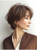 白髪ぼかし脱白髪染め似合わせショートボブ40代50代60代