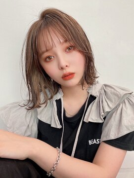 フィーリーカラー 大阪梅田店(feery color) オリーブベージュショートミニボブグレージュブリーチレイヤー