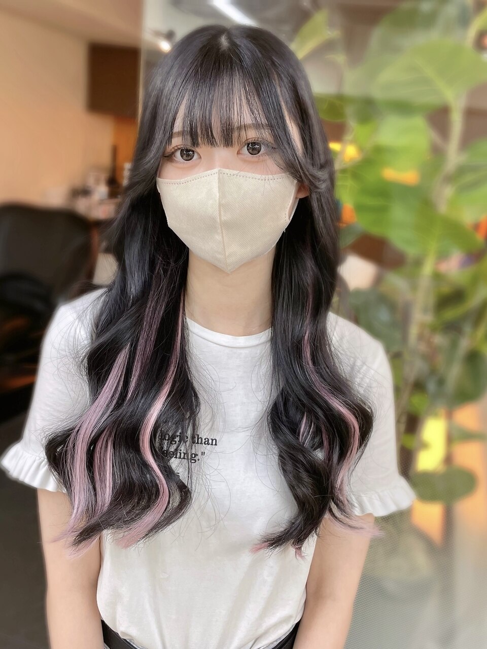 ブリーチなしでピンクに◎インナーハイライト（シールエクステ