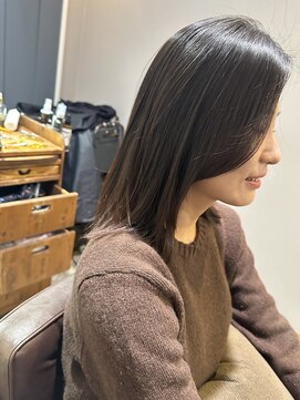 ワ ヘアー(wa-hair) ネオメテオストレート 髪質改善 伸ばしかけボブ 斜めバンク