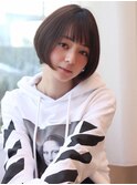 小顔モテ髪似合わせフェミニン丸みショートボブダークブラウン