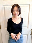 ショートボブ/ココアブラウン/小顔/艶髪/オフィス/大人かわいい