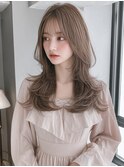 透明感ウェーブレイヤー × ミルクティーベージュ