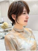 前下がりひし形ショートボブ30代40代50代くびれヘア丸顔面長銀座