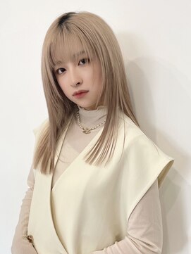 アース コアフュールボーテ 上田店(EARTH coiffure beaute) ミルクティーベージュダブルカラーケアブリーチシースルーバング