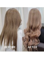 グランディールヘアデザイン(grandir hairdesign)&nbsp;プルエクステ/ハニーベージュ/ハイライト/ロングヘア/千葉