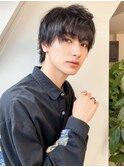 王道メンズニュアンスパーマ無造作ナチュラルアッシュ