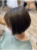 レディースショートボブブラウンカラー前髪あり