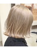 ワンカールでキマル☆外ハネボブ ホワイトベージュ S224
