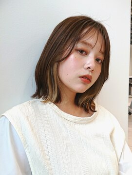 アビント バイ レシッド 武蔵小杉(abinto by rcid) 切りっぱなし/外ハネミディアム/インナーカラー/くびレイヤー