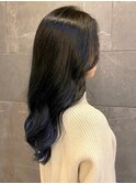 ロングヘア ブルージュ 裾カラー アッシュ 透明感カラー