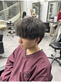 ツイストスパイラルパーマツーブロック刈り上げメンズマッシュ