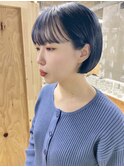 ミニボブ/耳掛けボブ/ブルーカラー