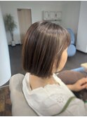 ハイライト/ショートボブ/グレージュ/白髪ぼかし