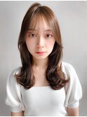 アプリコットオレンジ小顔カットうるツヤセミディ外ハネボブ