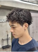 刈り上げアップバングスパイキーショートパーマスパイラルパーマ