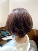 艶コーラルピンク×大人ボブ