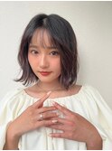 ボブパーマ/ダークアッシュ/コテ巻き風パーマ/透明感カラーp上尾