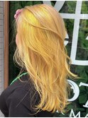【菜月style】イエロー×ブロンドのかきあげデザイン