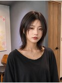 ミディアムレイヤーボブハッシュボブハッシュカット韓国レイヤー