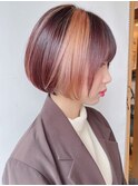 【morio原宿】丸みボブ インナーカラー ミニボブ 骨格矯正