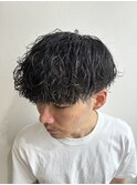 波巻きパーママッシュツーブロックメンズパーマ 