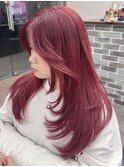 【アイリ】ワインレッド×レイヤースタイル