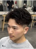 渋谷オールバックパーマニュアンスパーマメンズショート