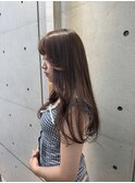 韓国顔まわりレイヤーカットグレージュオリーブベージュブラウン
