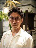 アップバングショート×パーマ