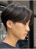 メンズセンターパートウルフセンターパートニュアンスパーマ襟足