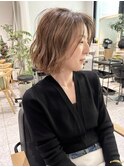 立川／パーマ風／艶髪ミディアム／大人可愛い