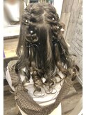 ハーフアップ/ヘアセット/ヘアメイク/編み込み/三つ編み