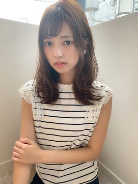 マリアバイアフロート(Maria by AFLOAT) 【山田】細かめハイライト流しバングくびれゆるふわセミディ