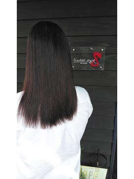 ナンバーエイト(number eight) 暗めスカーレット×髪質改善★つるサラうる艶×髪質改善